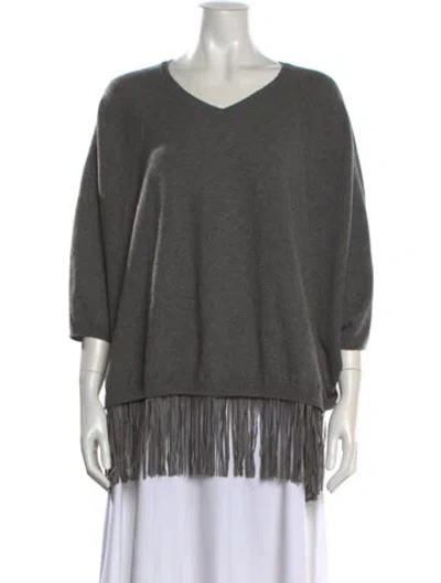 Pre-owned Falconeri Cashmere V-neck Sweater In Gray