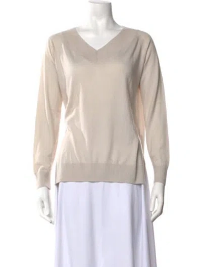 Pre-owned Falconeri Cashmere V-neck Sweater In Neutrals