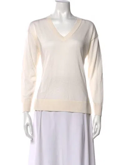 Pre-owned Falconeri Cashmere V-neck Sweater In Neutrals