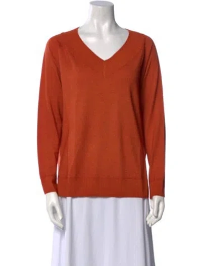 Pre-owned Falconeri Cashmere V-neck Sweater In Orange