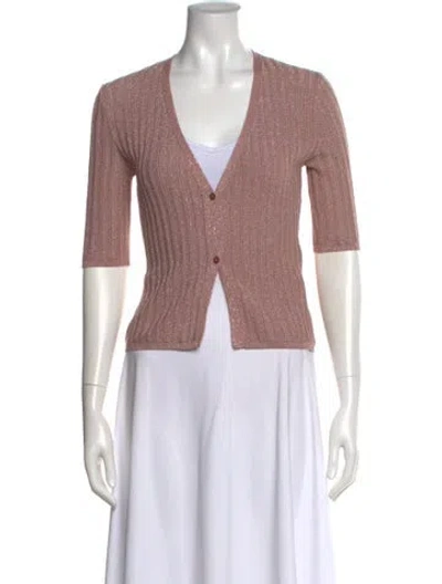 Pre-owned Falconeri Cashmere V-neck Sweater In Pink