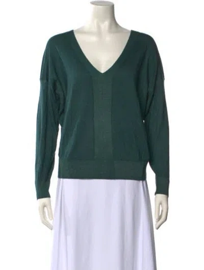 Pre-owned Falconeri Cashmere V-neck Sweatshirt In Green