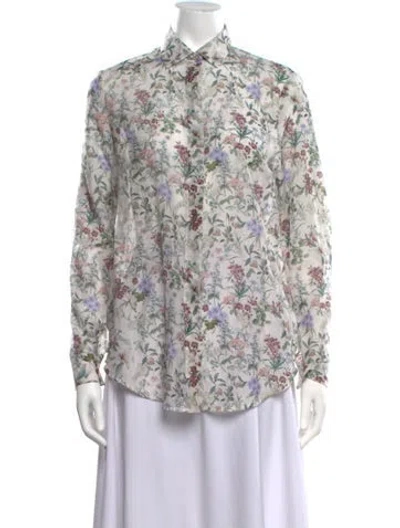Pre-owned Falconeri Floral Print Long Sleeve Top In Multicolor