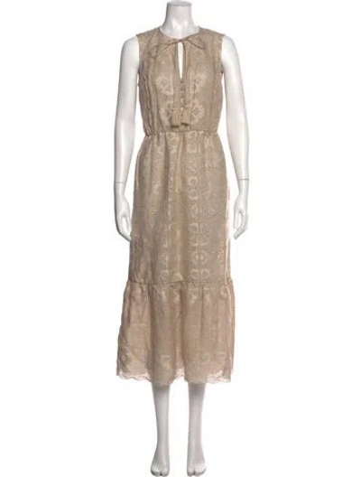 Pre-owned Falconeri Floral Print Midi Length Dress In Neutral