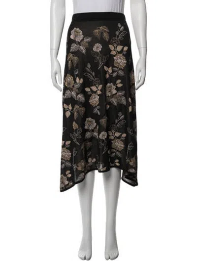 Pre-owned Falconeri Floral Print Midi Length Skirt In Black