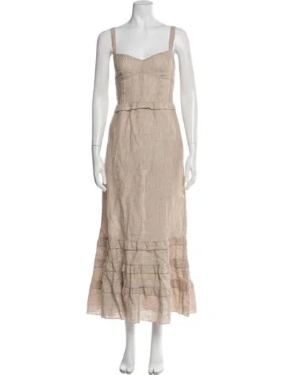 Pre-owned Falconeri Linen Long Dress In Neutral
