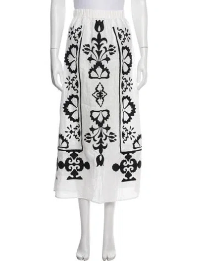 Pre-owned Falconeri Linen Long Skirt In White