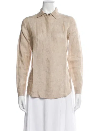 Pre-owned Falconeri Linen Long Sleeve Top In Neutral