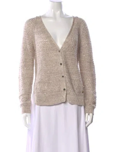 Pre-owned Falconeri Linen V-neck Sweater In Neutral