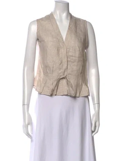 Pre-owned Falconeri Linen V-neck Top In Neutrals