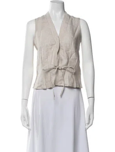 Pre-owned Falconeri Linen V-neck Top In White