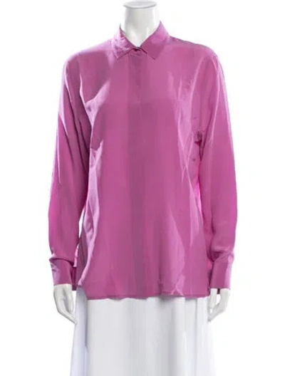 Pre-owned Falconeri Long Sleeve Button-up Top In Pink