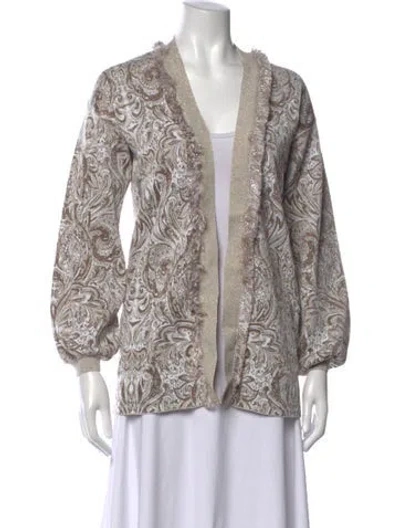 Pre-owned Falconeri Paisley Print Open Front Sweater W/ Tags In Multicolor