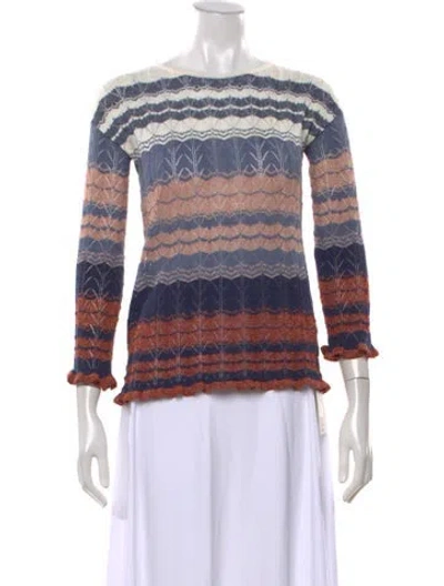Pre-owned Falconeri Patterned Crew Neck Sweater In Blue