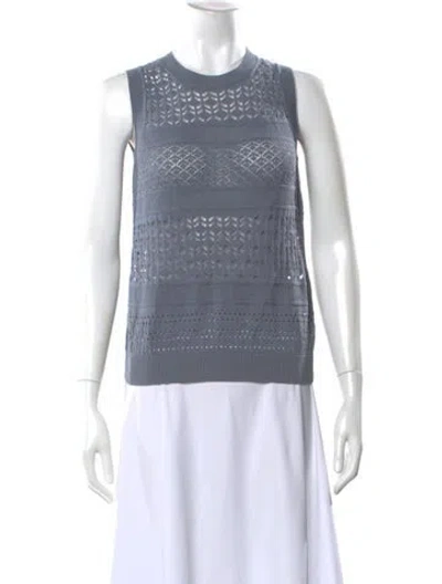 Pre-owned Falconeri Patterned Crew Neck Top In Blue