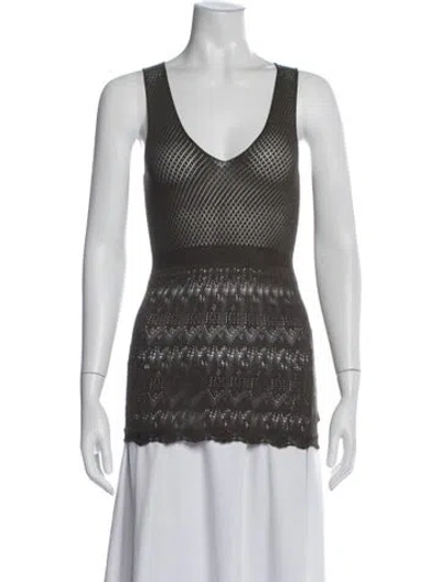 Pre-owned Falconeri Patterned V-neck Top In Gray