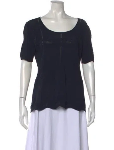 Pre-owned Falconeri Scoop Neck Short Sleeve Top In Blue