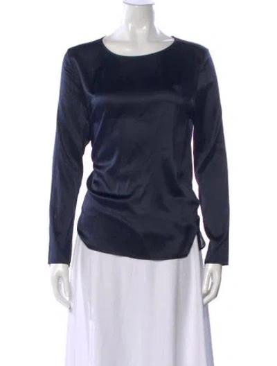 Pre-owned Falconeri Silk Crew Neck Blouse In Blue