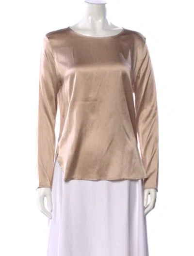 Pre-owned Falconeri Silk Crew Neck Blouse In Neutral