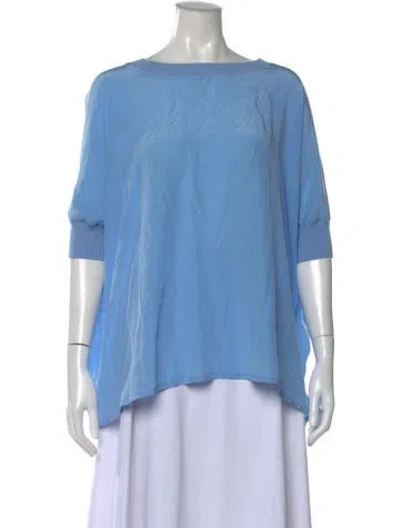Pre-owned Falconeri Silk Crew Neck Top In Blue