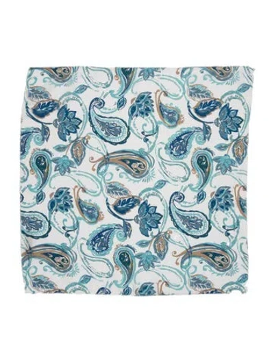 Pre-owned Falconeri Silk Paisley Print Scarf In Blue