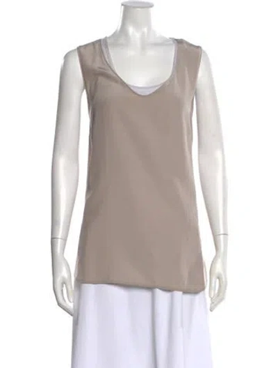 Pre-owned Falconeri Silk Scoop Neck Top In Neutral