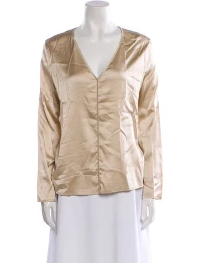 Pre-owned Falconeri Silk V-neck Blouse In Neutral