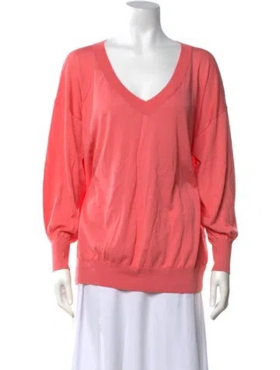 Pre-owned Falconeri Silk V-neck Sweater In Pink