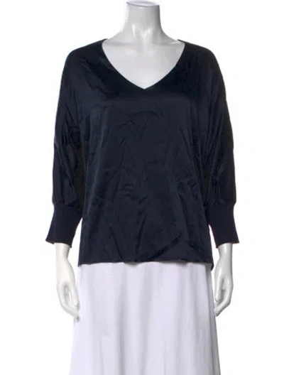Pre-owned Falconeri Silk V-neck Top In Blue