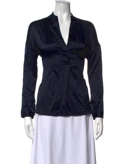 Pre-owned Falconeri Silk V-neck Top In Blue
