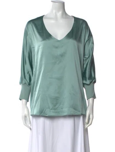 Pre-owned Falconeri Silk V-neck Top In Blue/green
