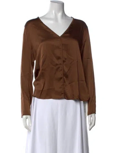 Pre-owned Falconeri Silk V-neck Top In Brown