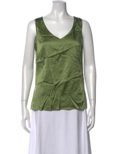 Pre-owned Falconeri Silk V-neck Top In Green