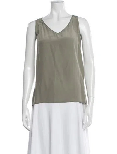 Pre-owned Falconeri Silk V-neck Top In Green