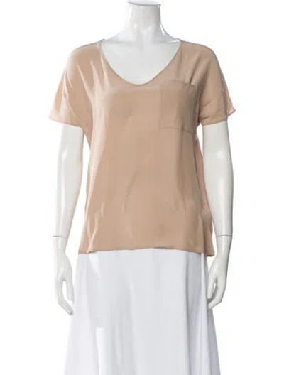Pre-owned Falconeri Silk V-neck Top In Neutral