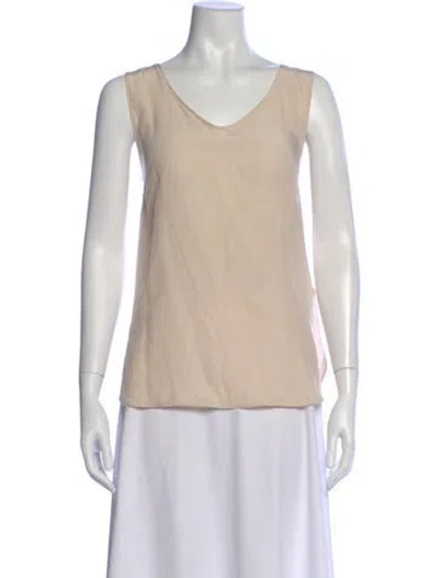 Pre-owned Falconeri Silk V-neck Top In Neutral
