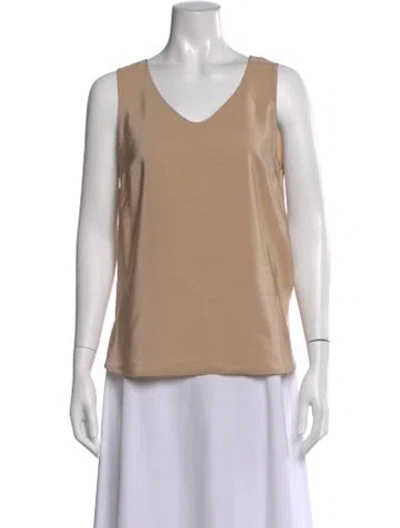 Pre-owned Falconeri Silk V-neck Top In Neutral