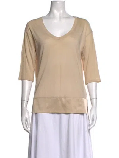 Pre-owned Falconeri Silk V-neck Top In Neutrals