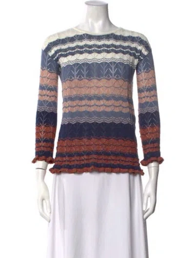Pre-owned Falconeri Striped Crew Neck Sweater In Blue