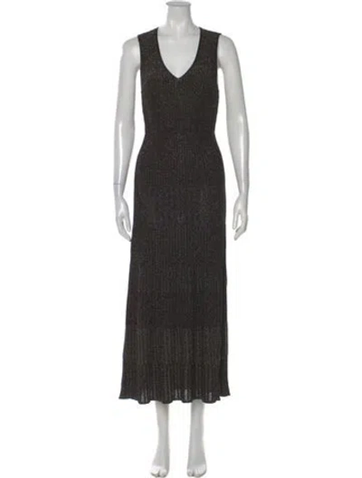 Pre-owned Falconeri Striped Long Dress In Black