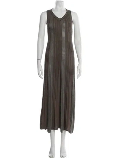 Pre-owned Falconeri Striped Long Dress In Grey