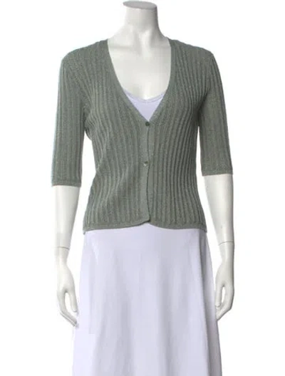 Pre-owned Falconeri Striped V-neck Sweater In Green