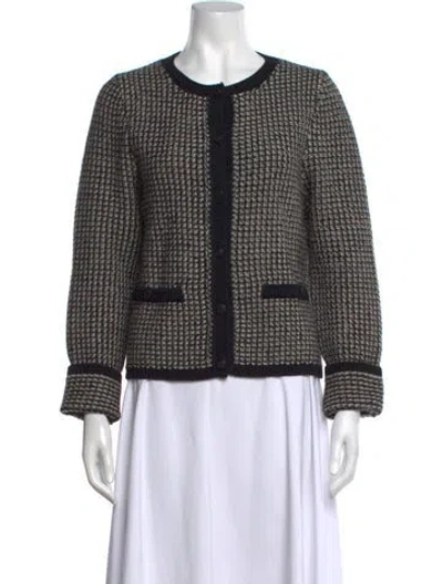Pre-owned Falconeri Virgin Wool Tweed Pattern Sweater In Black