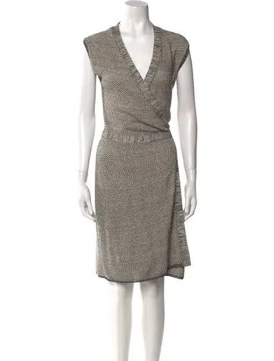 Pre-owned Falconeri V-neck Knee-length Dress In Neutral