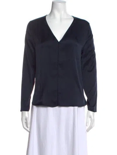 Pre-owned Falconeri V-neck Long Sleeve Top In Blue