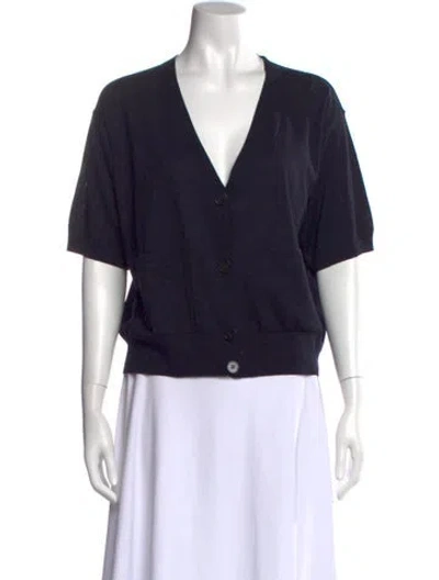 Pre-owned Falconeri V-neck Short Sleeve Top In Black