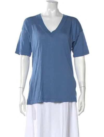 Pre-owned Falconeri V-neck Short Sleeve T-shirt In Blue