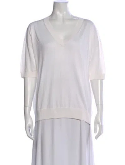 Pre-owned Falconeri V-neck Short Sleeve T-shirt In Neutral