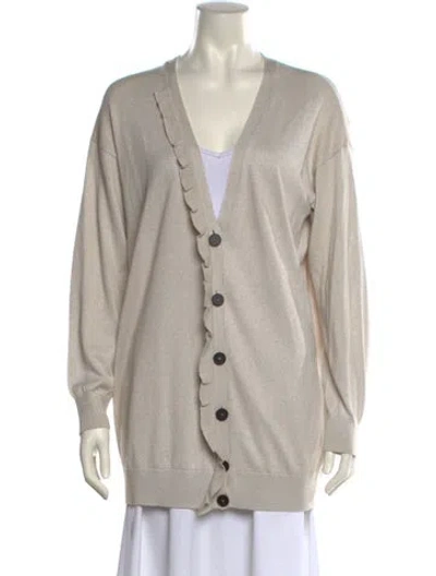 Pre-owned Falconeri V-neck Sweater In Neutral