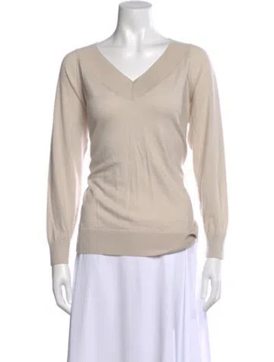Pre-owned Falconeri V-neck Sweater In Neutral